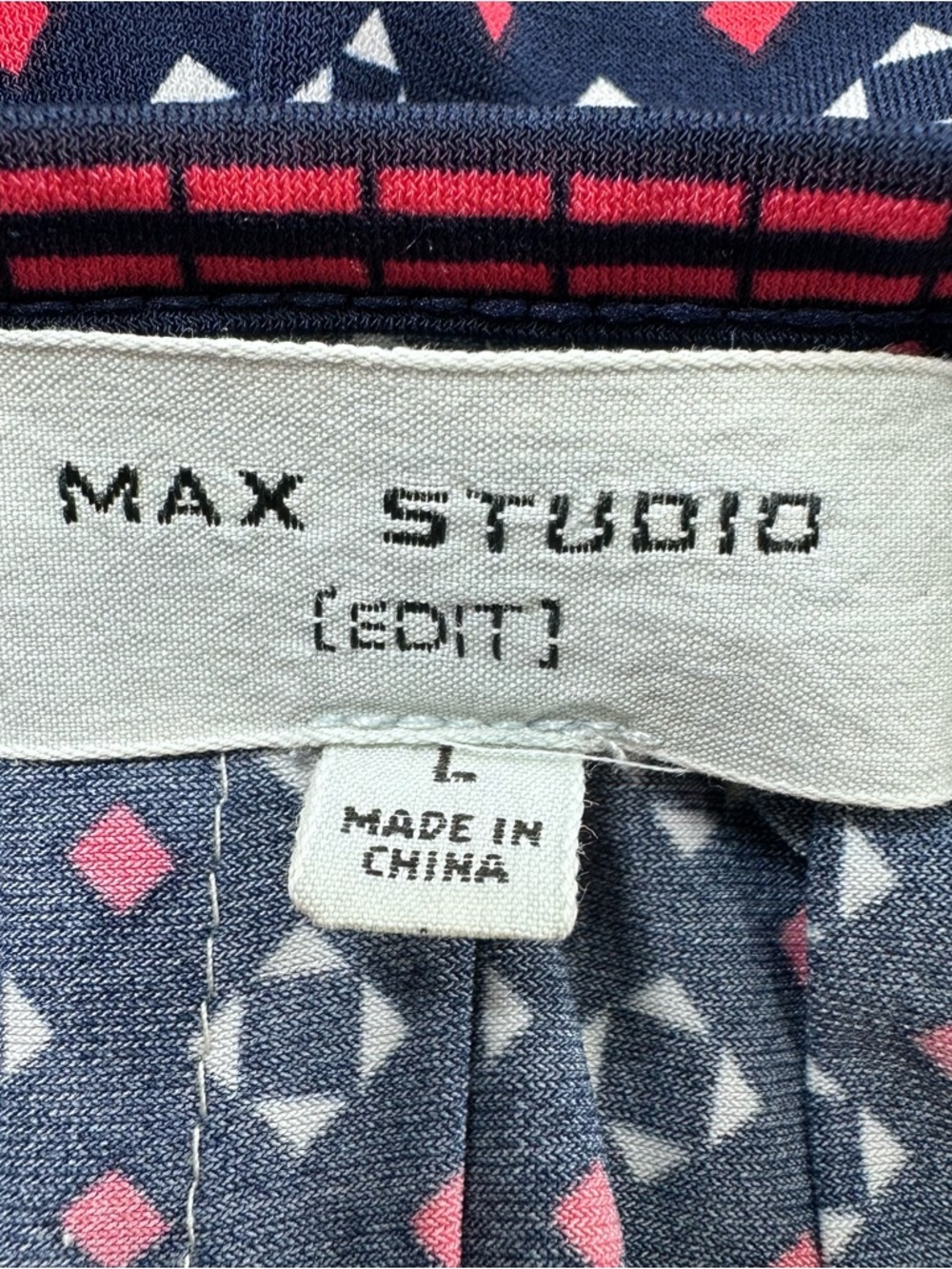 Max Studio Navy and Pink Printed Sleeveless Scoop Dress - Picture 3 of 7